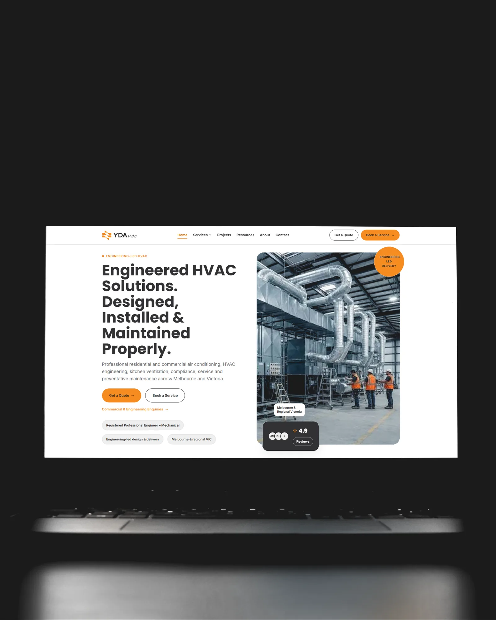 YDA HVAC — brand identity and website design for an engineering-led HVAC contractor by Visage, Beirut